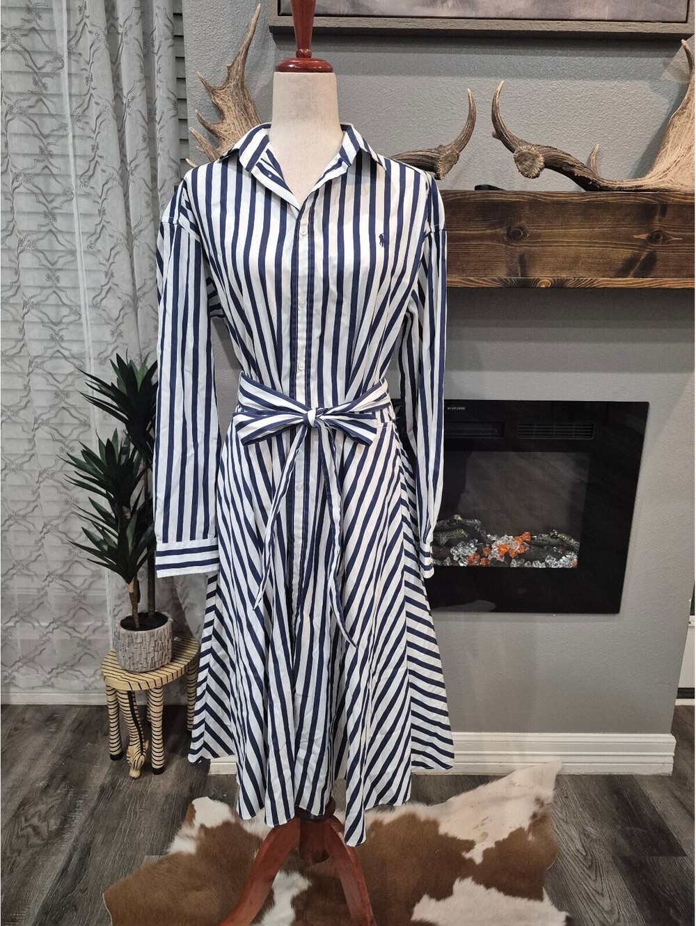 New Ralph Lauren Stripe midi dress size 12 - Picture 7 of 8